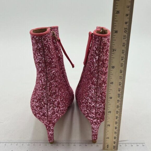 Women Chic Low Kitten Heel Ankle Boots Pointed Closed Toe Side Zipper Prom Glitt - Picture 4 of 7